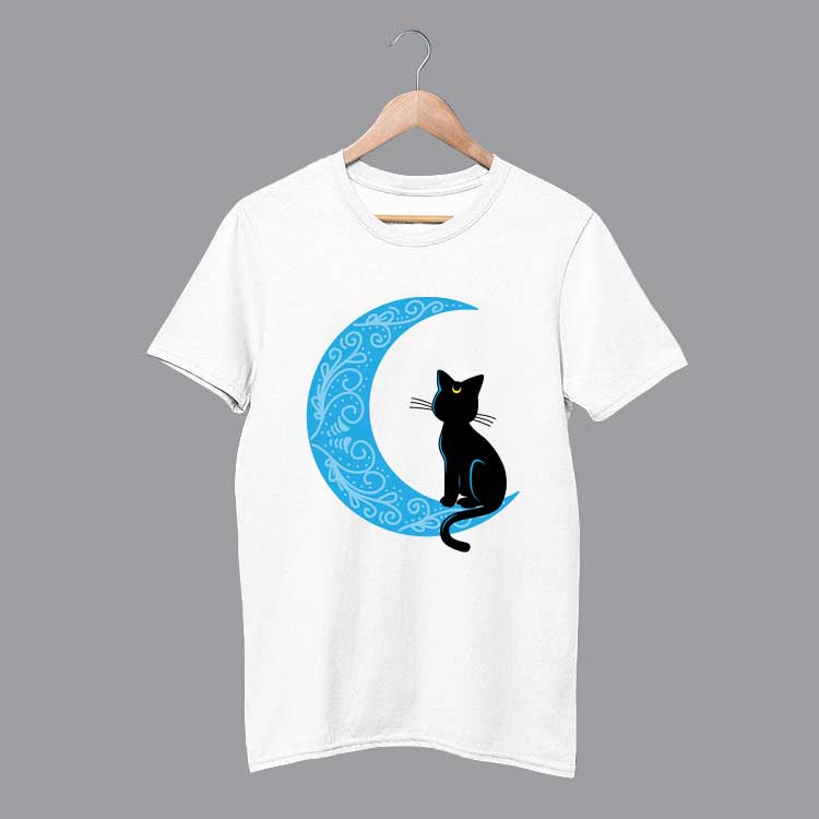 Black Cat Crescent Moon Sailor Mom T Shirt