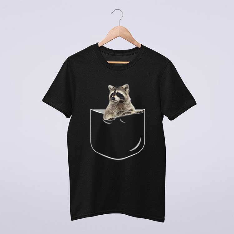 Raccoon In Pocket T Shirt