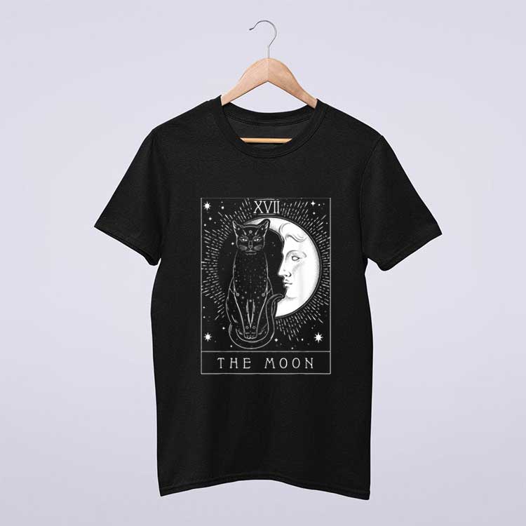 Tarot Card Crescent Moon And Cat Graphic T Shirt