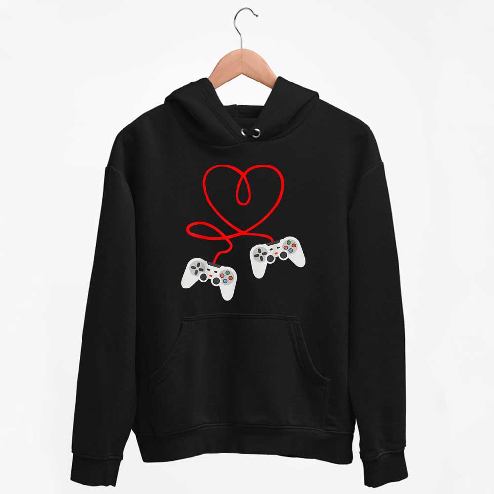 Hoodie Video Gamer Valentines Day Shirt With Controllers Heart 