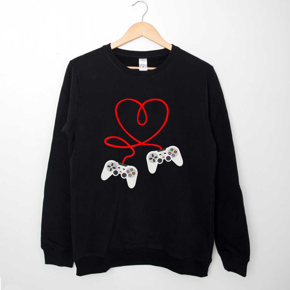 Video Gamer Valentines Day Shirt With Controllers Heart Sweatshirt