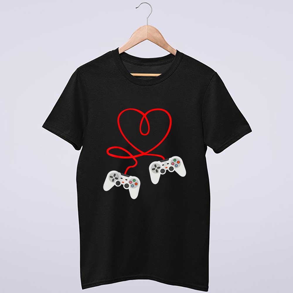 Video Gamer Valentines Day Shirt With Controllers Heart T Shirt