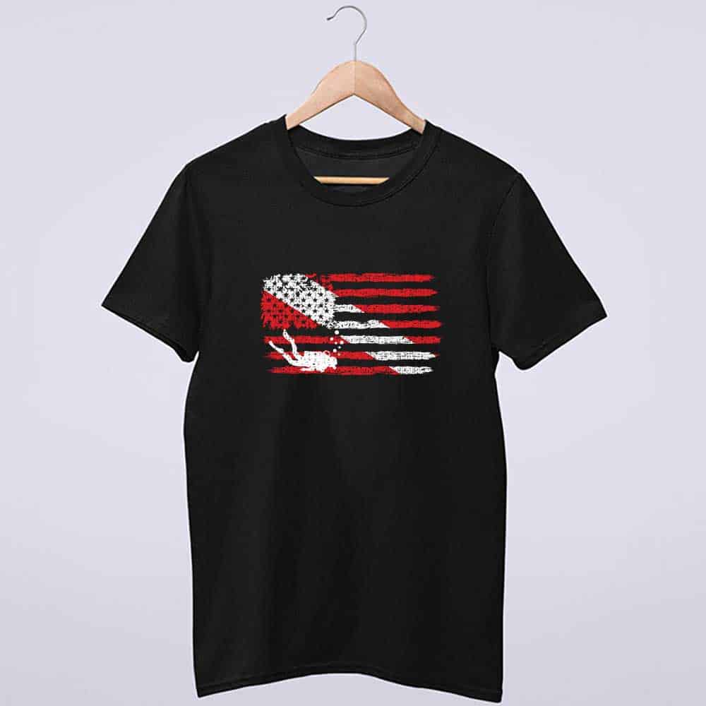 American Diver Down Flag USA Scuba Diving Dive Flag T-Shirt