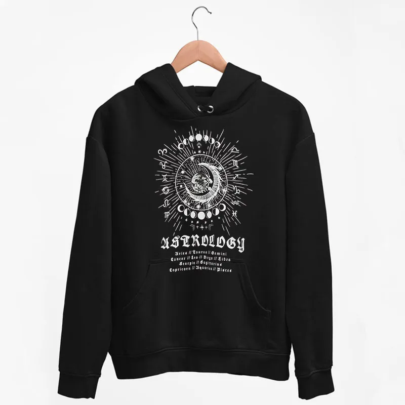 Black Hoodie 90s Vintage Astrology Sweatshirt