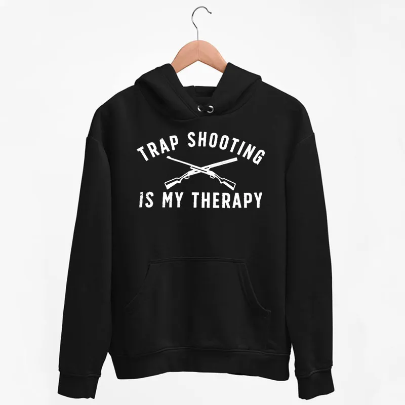Black Hoodie Vintage Shooting Is Trap Therapist Shirt