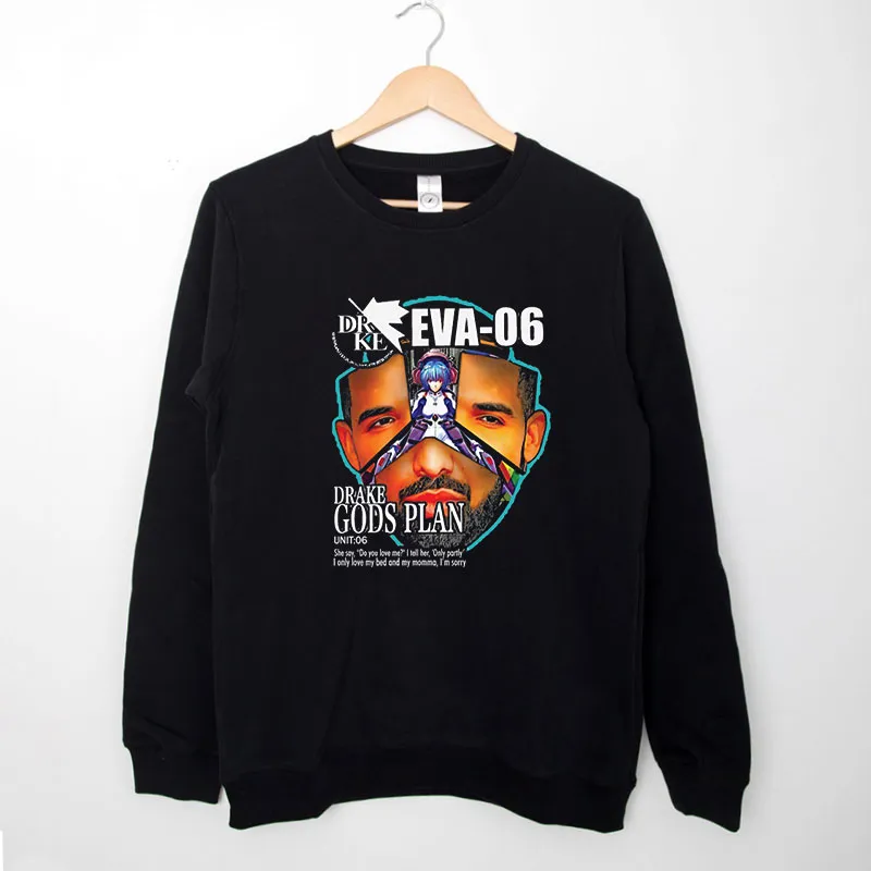 Black Sweatshirt Drake Gods Plane Evangelion Shirts