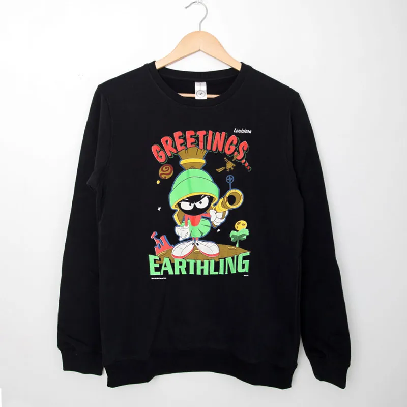 Black Sweatshirt Vintage 1994 Greetings Earthling Marvin The Martian Shirt