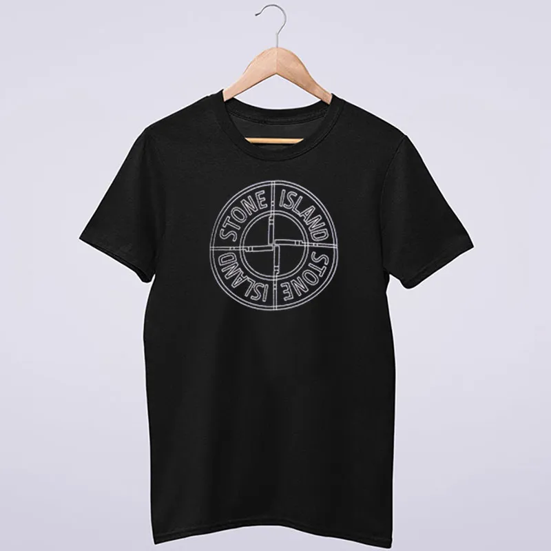 Black T Shirt Inspired Stone Island Big Logo Hoodie