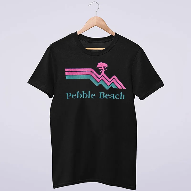 Black T Shirt Vintage Inspired Printed Pebble Beach Sweatshirt