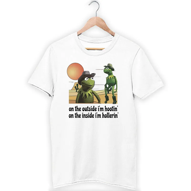 Funny Cowboy Kermit Hootin And Hollerin Meme Shirt