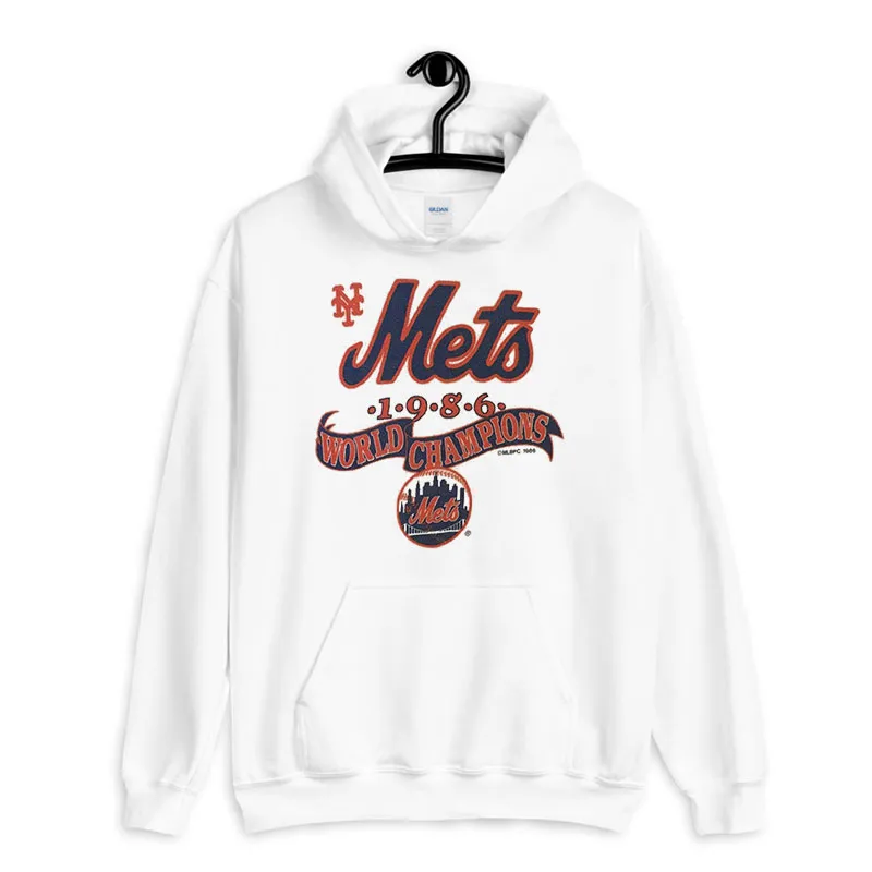 White Hoodie 1986 World Series Champs Vintage Mets Sweatshirt