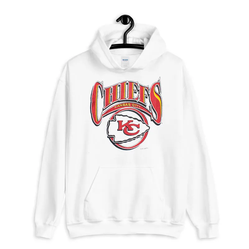 White Hoodie Chiefs Crewneck Sweatshirt Vintage 90s Kansas City
