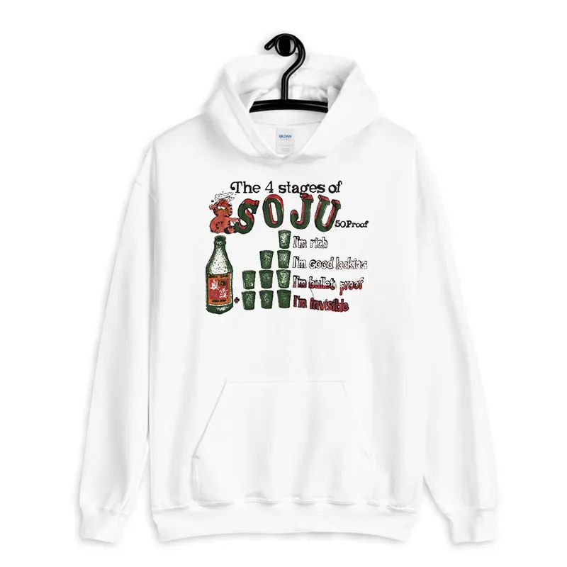 White Hoodie Garfield The 4 Stages Of Soju Shirt