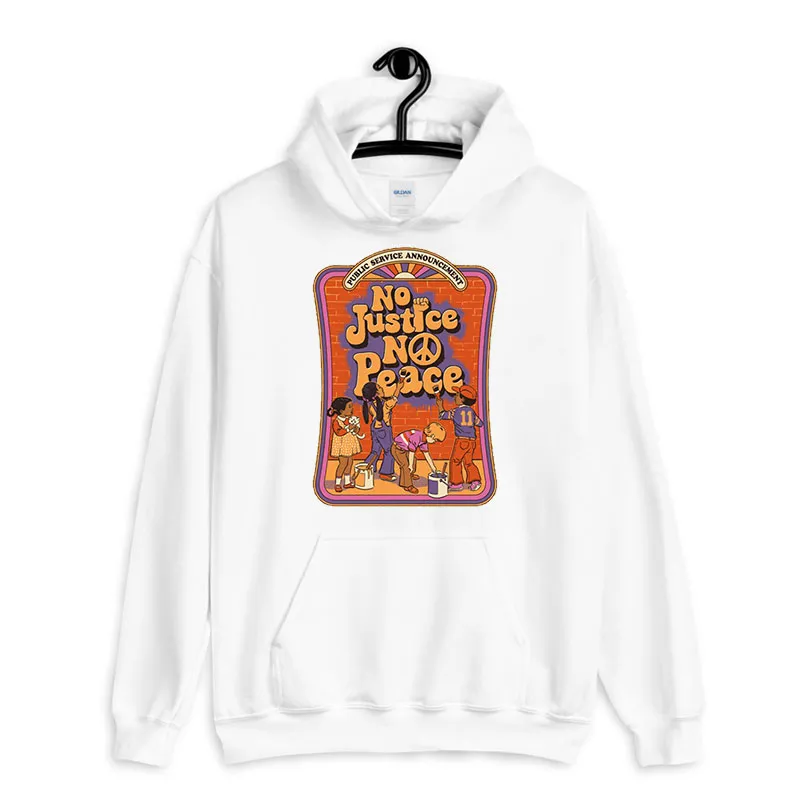 White Hoodie Graphic No Justice No Peace Shirt