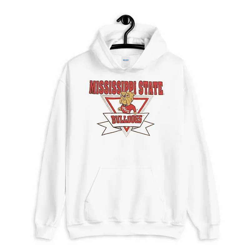 White Hoodie Mississippi State Bull Dogs 90s Vintage Mississippi State Sweatshirt