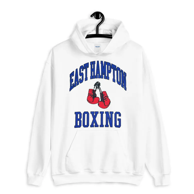 White Hoodie Vintage 90s Boxing East Hampton Sweatshirt