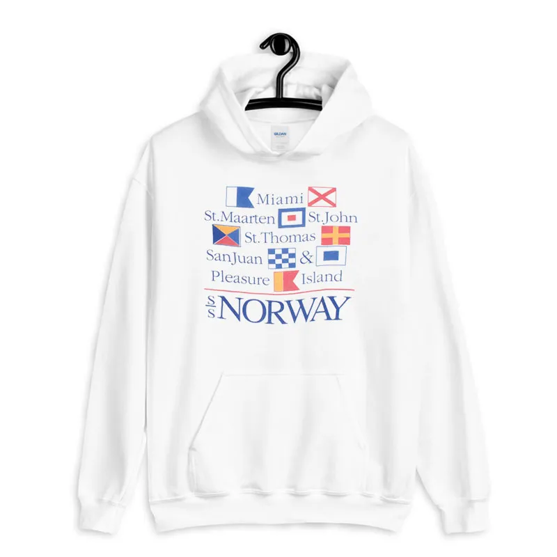 White Hoodie Vintage 90s Ss Norway Sweatshirt