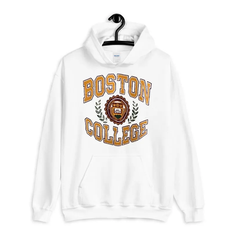 White Hoodie Vintage Boston College Sweatshirt Crewneck
