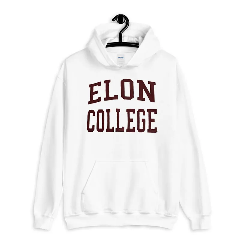 White Hoodie Vintage College 90s Elon University Sweatshirt