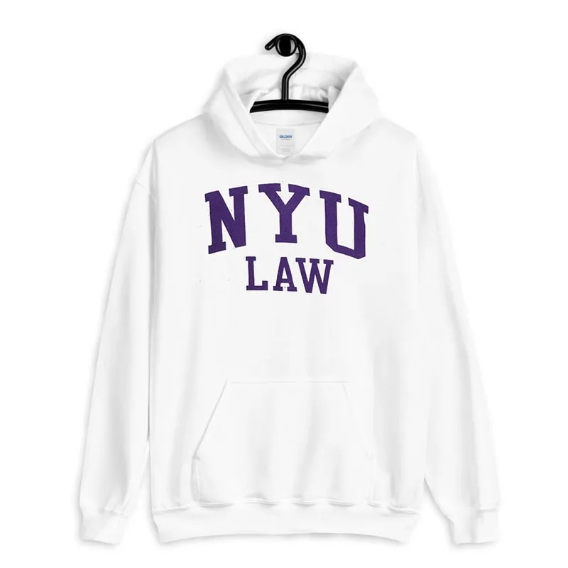 White Hoodie Vintage College Nyu Law Sweatshirt