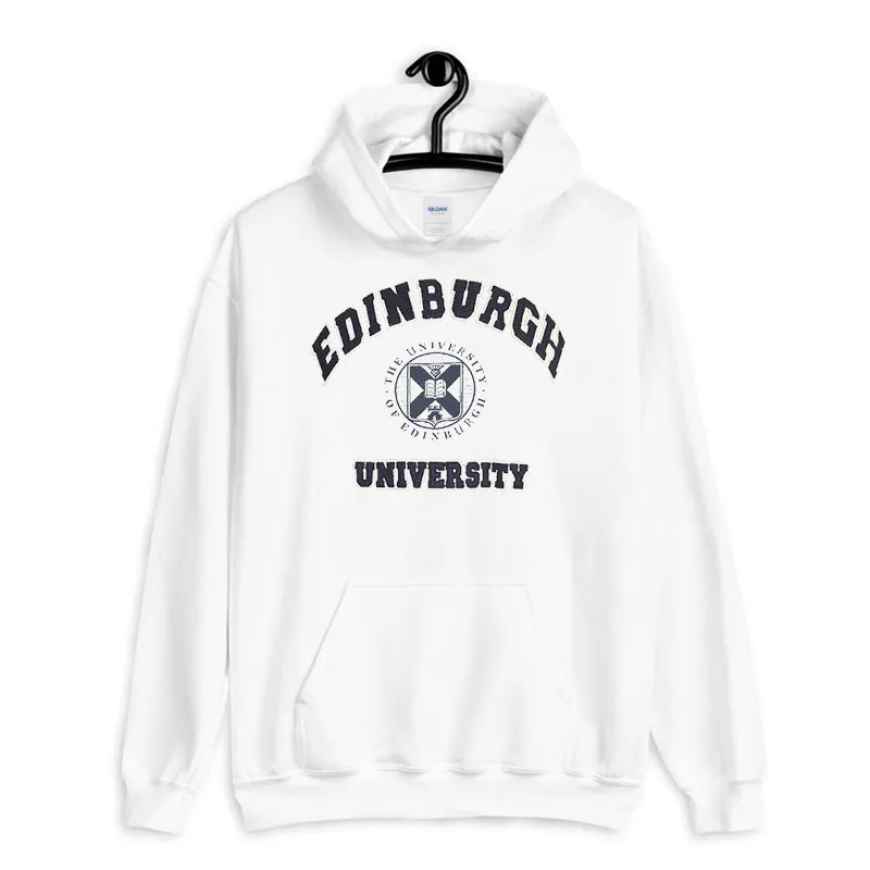 White Hoodie Vintage College University Of Edinburgh Sweatshirt