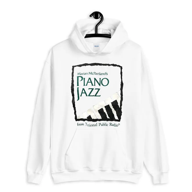 White Hoodie Vintage Npr Piano Jazz Npr Sweatshirt