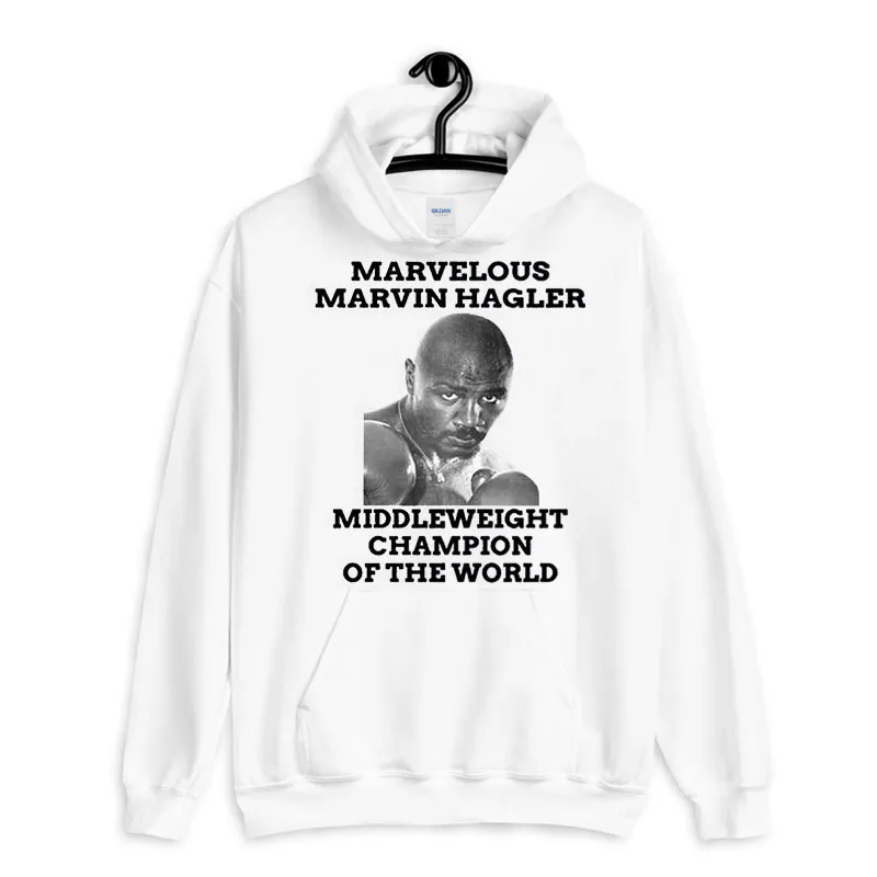 White Hoodie Wba World Champion Marvin Hagler T Shirt