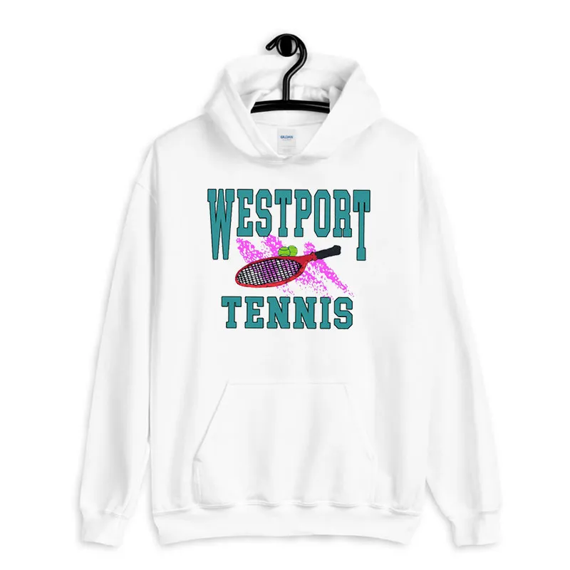 White Hoodie Westport 90s Vintage Tennis Sweatshirt
