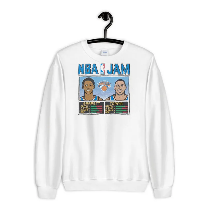 White Sweatshirt Knicks Barrett And Toppin Nba Jam Shirt