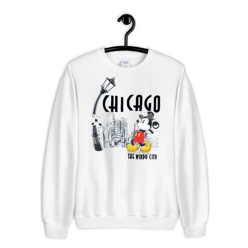 White Sweatshirt Mickey Mouse Chicago The Windy City Hoodie