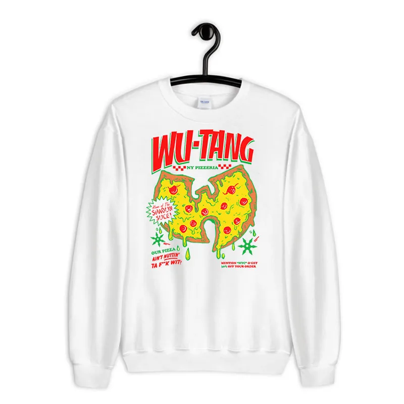 White Sweatshirt Vintage House The Shaolin Slice Wu Tang Pizza Shirt