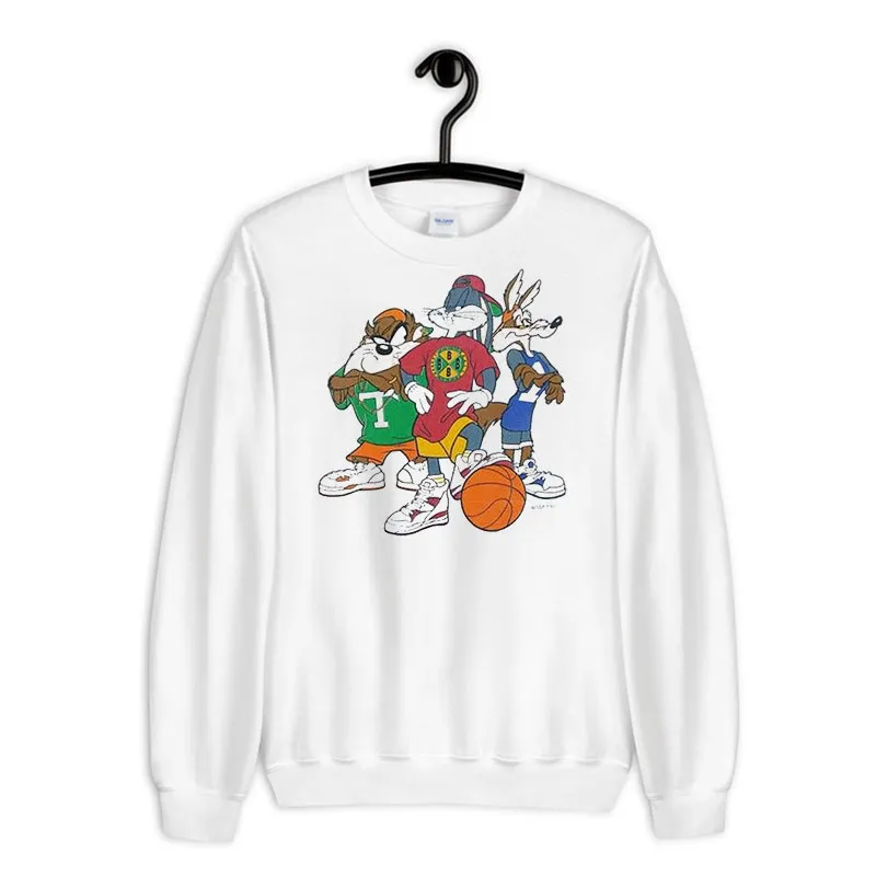 White Sweatshirt Vintage Space Jam 90s Looney Tunes Shirt