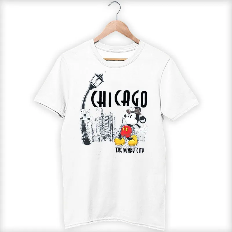 White T Shirt Mickey Mouse Chicago The Windy City Hoodie
