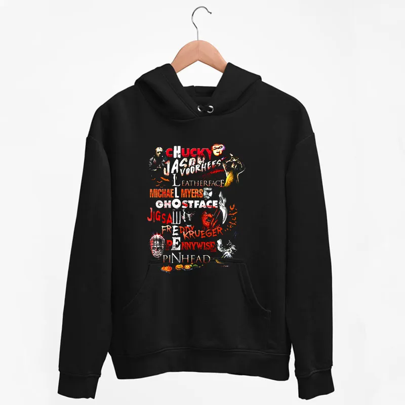 Black Hoodie Chucky Jason Voorhees Michael Myers And Ghostface Shirt