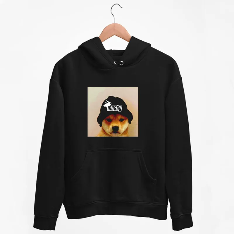 Black Hoodie Funny Dog Wif Hat Shirt