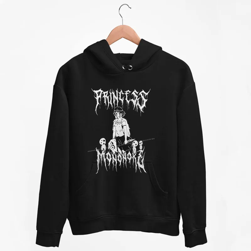 Black Hoodie Heavy Death Metal Princess Mononoke Studio Ghibli Merch Shirt