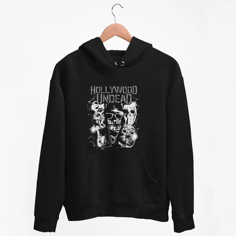 Black Hoodie Metal Masks Hollywood Undead T Shirt