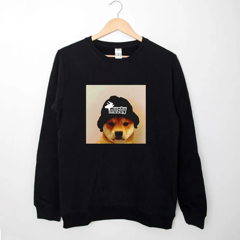 Black Sweatshirt Funny Dog Wif Hat Shirt
