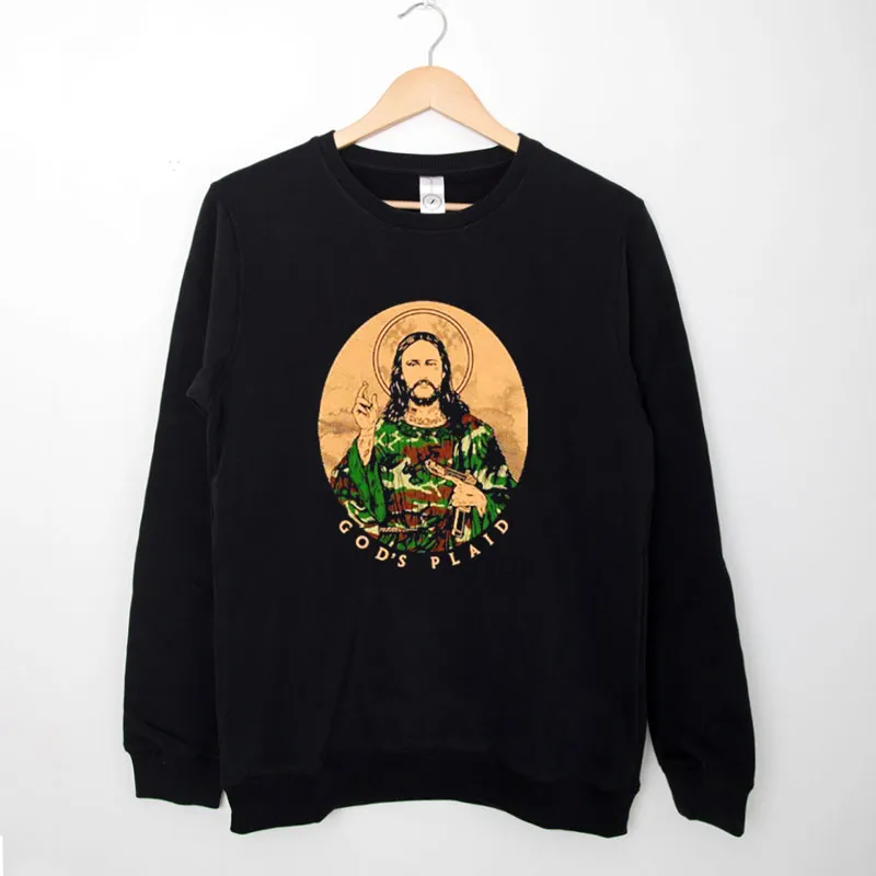 Black Sweatshirt Gods Plaid Camo Shirt