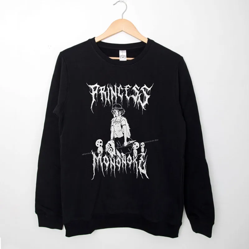 Black Sweatshirt Heavy Death Metal Princess Mononoke Studio Ghibli Merch Shirt