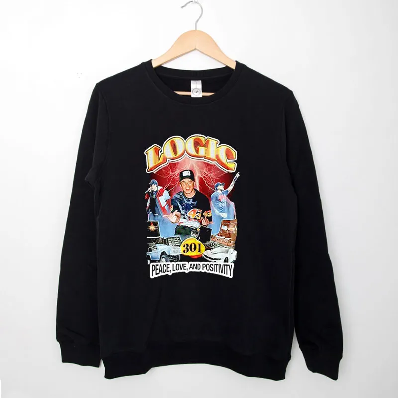 Black Sweatshirt Logic Merchandise Peace Love And Positivity Shirt