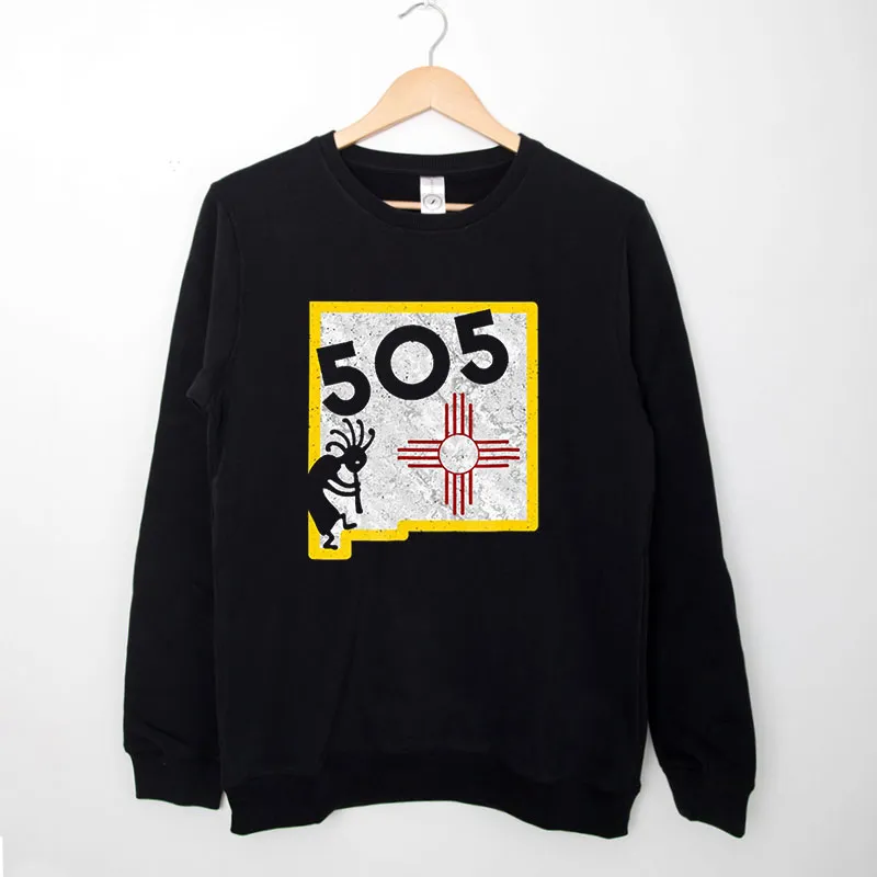 Black Sweatshirt Native American Pueblo Culture 505 Zia Symbol Shirt