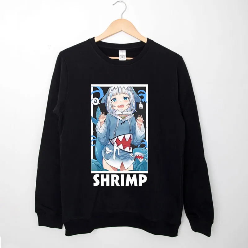 Black Sweatshirt Senzawa Face Gawr Gura Shrimp Shirt