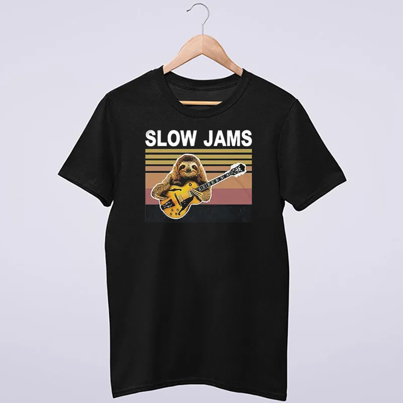 Vintage Sloth Slow Jams Playing Guitar T Shirt