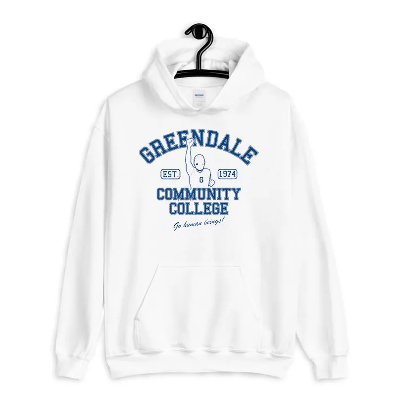 White Hoodie Community Greendale Human Being Shirt