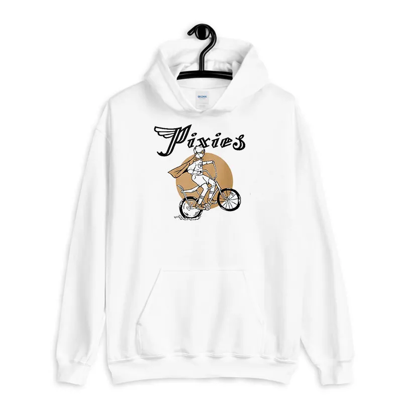 White Hoodie Funny Tony Pixies Riding Bicycle Shirt