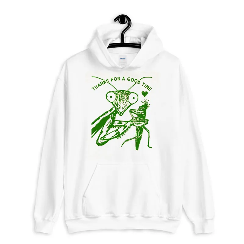 White Hoodie Funny Weird Crazy Cute Insect Praying Mantis T Shirt