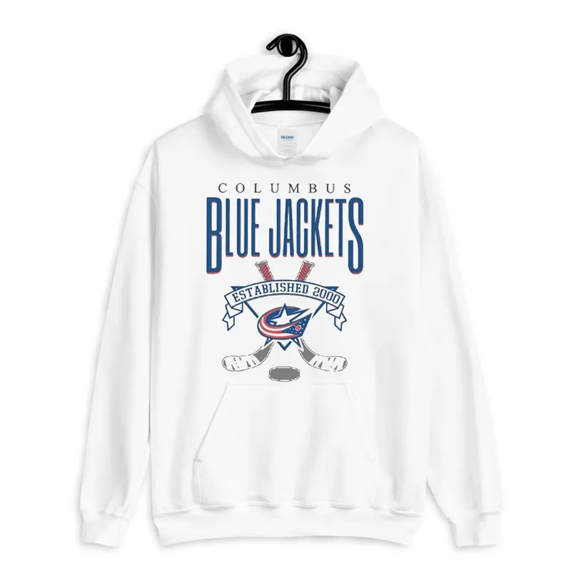 White Hoodie Retro Columbus Blue Jackets Sweatshirt
