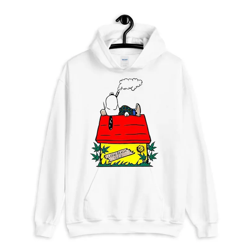White Hoodie Snoopy Smoking Runway Trend Shirt