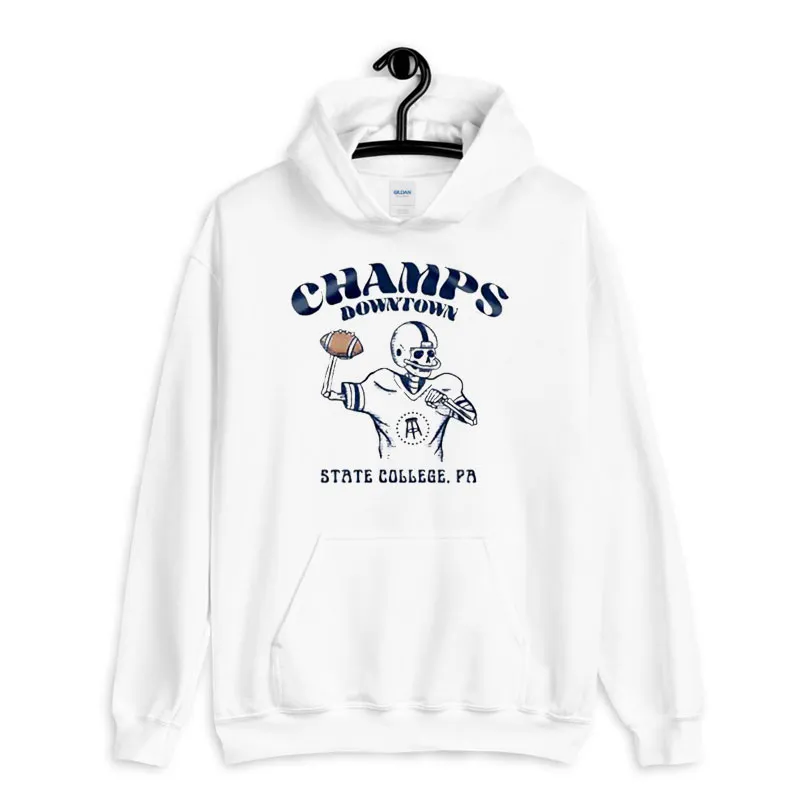 White Hoodie Vintage Champs Downtown State College Shirt